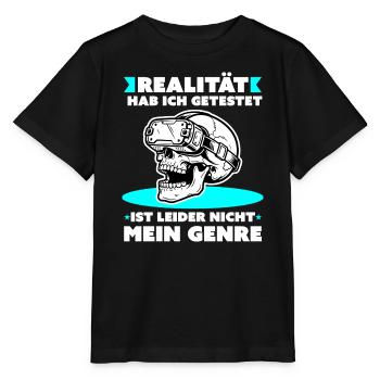 VR‑Schädel: Realität Nicht Mein Genre - Stanley/Stella Kinder T-Shirt MINI CREATOR  - Schwarz - Vorne - Mikhail (115cm)