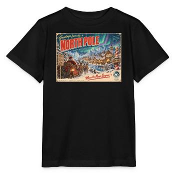 Grüße vom Nordpol Retro-Postkarte - Stanley/Stella Kinder T-Shirt MINI CREATOR  - Schwarz - Vorne - Mikhail (115cm)