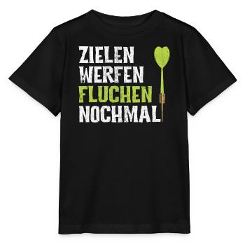 Darts Zielen Werfen Fluchen Nochmal Dart Spruch - Stanley/Stella Kinder T-Shirt MINI CREATOR  - Schwarz - Vorne - Mikhail (115cm)