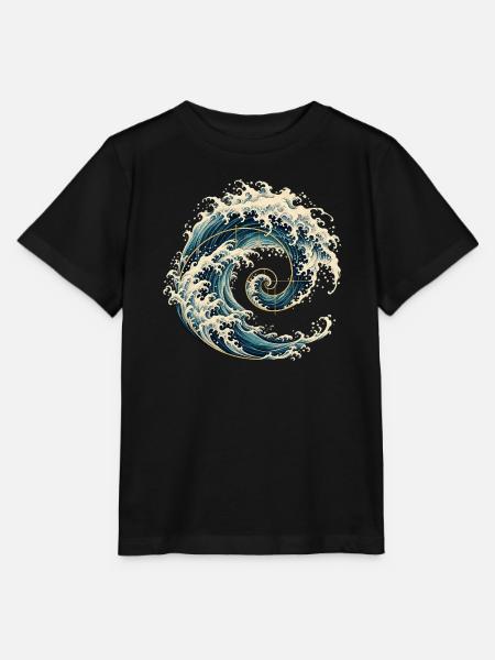 Kanagawa Welle Fibonacci Spirale – Japanische Kuns - Stanley/Stella Kinder T-Shirt MINI CREATOR - Schwarz