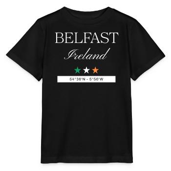 Belfast Irland Souvenir – Reise Koordinaten - Stanley/Stella Kinder T-Shirt MINI CREATOR  - Schwarz - Vorne - Mikhail (115cm)