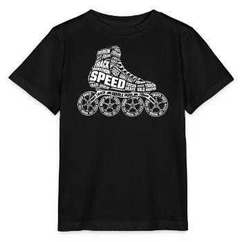 Speedskating Inline Skates Word Art - Stanley/Stella Kinder T-Shirt MINI CREATOR  - Schwarz - Vorne - Mikhail (115cm)