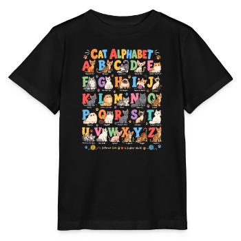 Katzenalphabet Farbenbuchstaben - Stanley/Stella Kinder T-Shirt MINI CREATOR  - Schwarz - Vorne - Mikhail (115cm)