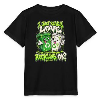 Ich Liebe Recycling OK Neon Slime - Stanley/Stella Kinder T-Shirt MINI CREATOR  - Schwarz - Vorne - Mikhail (115cm)