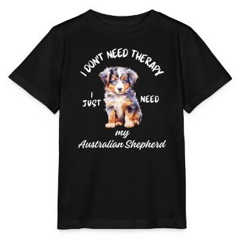 Lustiger Australian Shepherd Welpe - Stanley/Stella Kinder T-Shirt MINI CREATOR  - Schwarz - Vorne - Mikhail (115cm)