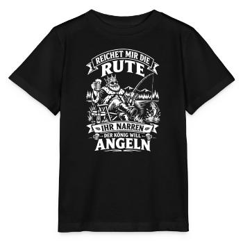 Reichet mir die Rute der König will Angeln - Stanley/Stella Kinder T-Shirt MINI CREATOR  - Schwarz - Vorne - Mikhail (115cm)