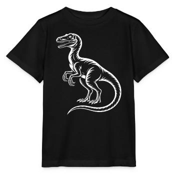 Dino Silhouette Druck Schwarz Weiss - Stanley/Stella Kinder T-Shirt MINI CREATOR  - Schwarz - Vorne - Mikhail (115cm)