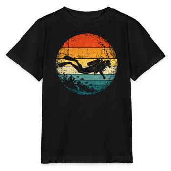 Taucher - Diver - Scuba - Grunge - Sonnenuntergang - Stanley/Stella Kinder T-Shirt MINI CREATOR  - Schwarz - Vorne - Mikhail (115cm)