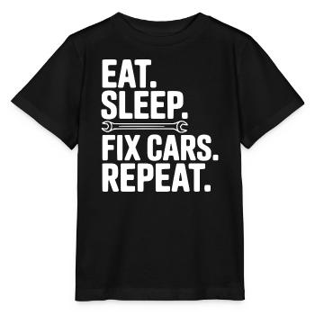 Iss. Schlaf. Autos reparieren. Wiederholen. - Stanley/Stella Kinder T-Shirt MINI CREATOR  - Schwarz - Vorne - Mikhail (115cm)