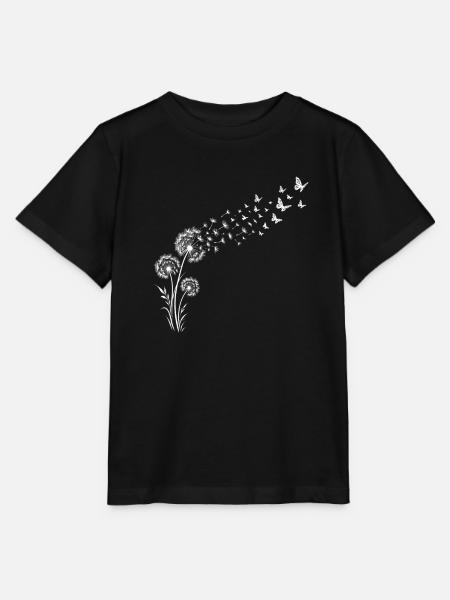 Löwenzahnflug mit Schmetterlingen - Stanley/Stella Kinder T-Shirt MINI CREATOR  - Schwarz
