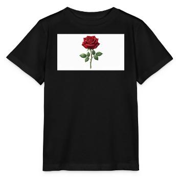 Rote Rose mit Tau-Tropfen - Stanley/Stella Kinder T-Shirt MINI CREATOR  - Schwarz - Vorne - Mikhail (115cm)