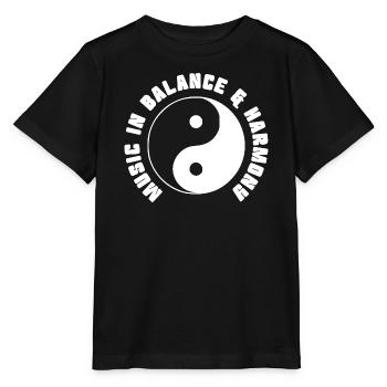 Yin Yang Symbol - Music in Balance & Harmony - Stanley/Stella Kinder T-Shirt MINI CREATOR  - Schwarz - Vorne - Mikhail (115cm)