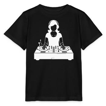 DJane am Mixertisch - Stanley/Stella Kinder T-Shirt MINI CREATOR  - Schwarz - Vorne - Mikhail (115cm)
