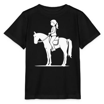 Reiterin Silhouette auf Pferd - Stanley/Stella Kinder T-Shirt MINI CREATOR  - Schwarz - Vorne - Mikhail (115cm)