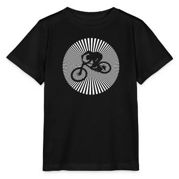 Radfahrer im Strahlenkreis, Biker, Bmx - Stanley/Stella Kinder T-Shirt MINI CREATOR  - Schwarz - Vorne - Mikhail (115cm)