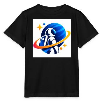 Astronaut im Orbit - Stanley/Stella Kinder T-Shirt MINI CREATOR  - Schwarz - Vorne - Mikhail (115cm)