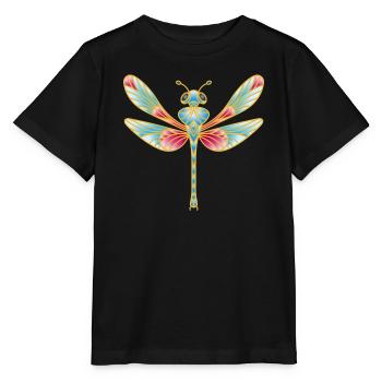 Magische Libelle im Buntglas-Stil - Stanley/Stella Kinder T-Shirt MINI CREATOR  - Schwarz - Vorne - Mikhail (115cm)