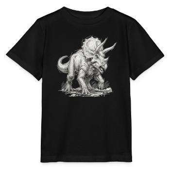 Triceratops Motiv Dinosaurier Urzeit Saurier - Stanley/Stella Kinder T-Shirt MINI CREATOR  - Schwarz - Vorne - Mikhail (115cm)