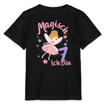 7. Geburtstag Fee 7 Jahre Mädchen Geburtstagsmotiv - Stanley/Stella Kinder T-Shirt MINI CREATOR  - Schwarz - Vorne - Mikhail (115cm)