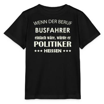 Beruf Busfahrer vs Politiker Karikatur - Stanley/Stella Kinder T-Shirt MINI CREATOR  - Schwarz - Vorne - Mikhail (115cm)