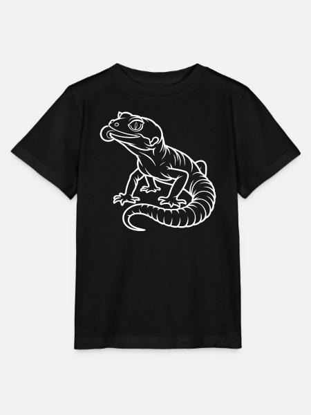 Liniengecko im Schwarz Weiss Kontrast - Stanley/Stella Kinder T-Shirt MINI CREATOR - Schwarz