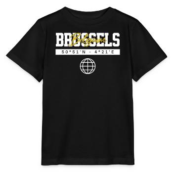 Brüssel Belgien Koordinaten Reise Souvenir - Stanley/Stella Kinder T-Shirt MINI CREATOR  - Schwarz - Vorne - Mikhail (115cm)