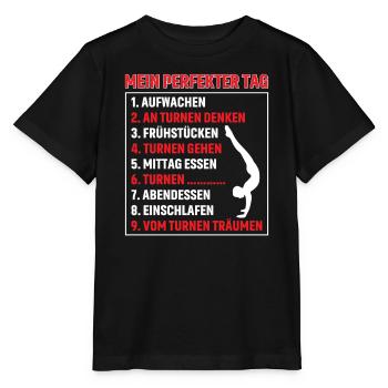 Turnen Mädchen Gymnastik Turnanzug Turnerin - Stanley/Stella Kinder T-Shirt MINI CREATOR  - Schwarz - Vorne - Mikhail (115cm)