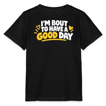 Guten Tag bereit: Fett weißer gelber Text - Stanley/Stella Kinder T-Shirt MINI CREATOR  - Schwarz - Vorne - Mikhail (115cm)