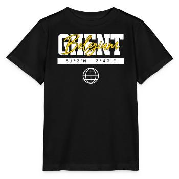 Gent Belgien Koordinaten Reise Souvenir - Stanley/Stella Kinder T-Shirt MINI CREATOR  - Schwarz - Vorne - Mikhail (115cm)