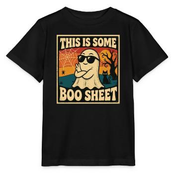 Retro Ghost Boo Sheet - Stanley/Stella Kinder T-Shirt MINI CREATOR  - Schwarz - Vorne - Mikhail (115cm)