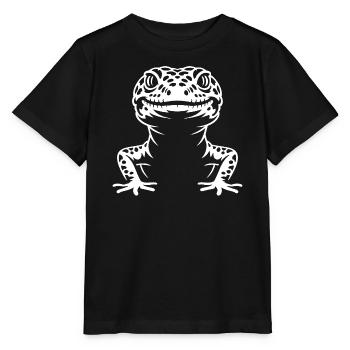 Gecko Silhouette Kontrast - Stanley/Stella Kinder T-Shirt MINI CREATOR  - Schwarz - Vorne - Mikhail (115cm)
