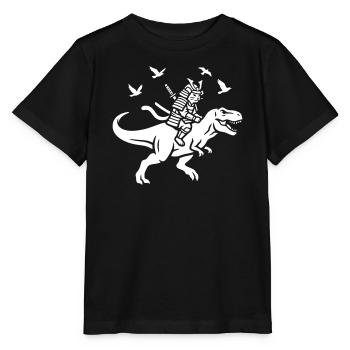Samurai Katze reitet Dinosaurier - Stanley/Stella Kinder T-Shirt MINI CREATOR  - Schwarz - Vorne - Mikhail (115cm)