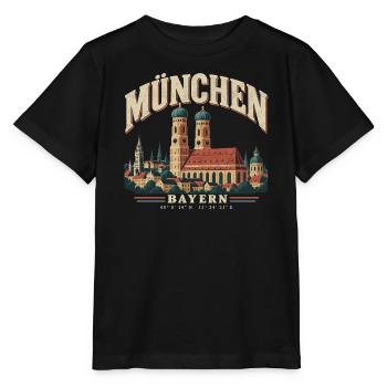 München Skyline Bayern Deutschland Stadt Geschenk - Stanley/Stella Kinder T-Shirt MINI CREATOR  - Schwarz - Vorne - Mikhail (115cm)