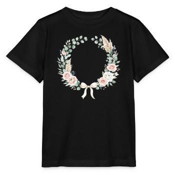 Pastellblumenkranz mit Band - Stanley/Stella Kinder T-Shirt MINI CREATOR  - Schwarz - Vorne - Mikhail (115cm)