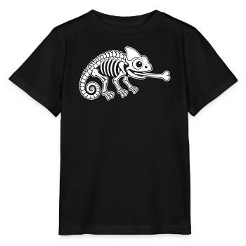 Süßes Skelett Chamäleon Reptil Cartoon Shirt - Stanley/Stella Kinder T-Shirt MINI CREATOR  - Schwarz - Vorne - Mikhail (115cm)