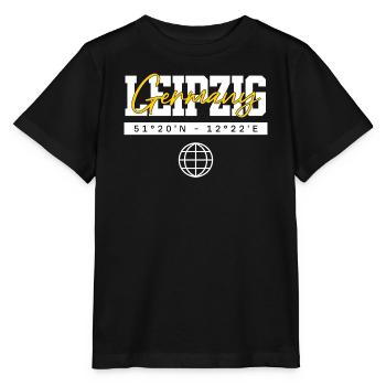 Leipzig Deutschland Koordinaten Reise Souvenir - Stanley/Stella Kinder T-Shirt MINI CREATOR  - Schwarz - Vorne - Mikhail (115cm)