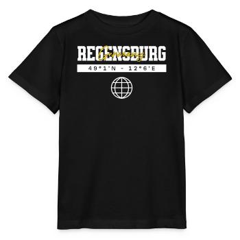 Regensburg Deutschland Koordinaten Reise Souvenir - Stanley/Stella Kinder T-Shirt MINI CREATOR  - Schwarz - Vorne - Mikhail (115cm)