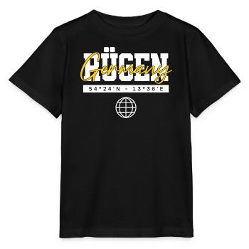 Rügen Deutschland Koordinaten Reise Souvenir - Stanley/Stella Kinder T-Shirt MINI CREATOR  - Schwarz - Vorne - Mikhail (115cm)