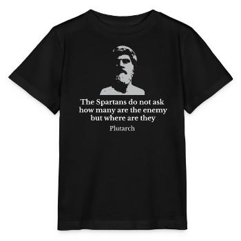 Spartan Resolve Plutarch Zitatporträt - Stanley/Stella Kinder T-Shirt MINI CREATOR  - Schwarz - Vorne - Mikhail (115cm)