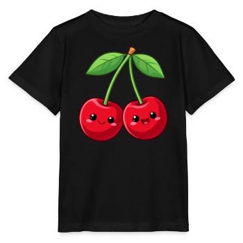 Lustige Kawaii Kirschen Geschenk  - Stanley/Stella Kinder T-Shirt MINI CREATOR  - Schwarz - Vorne - Mikhail (115cm)