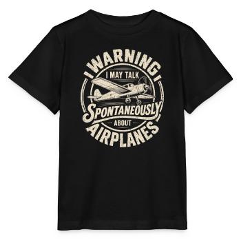 Ich rede spontan über Flugzeuge - Stanley/Stella Kinder T-Shirt MINI CREATOR  - Schwarz - Vorne - Mikhail (115cm)