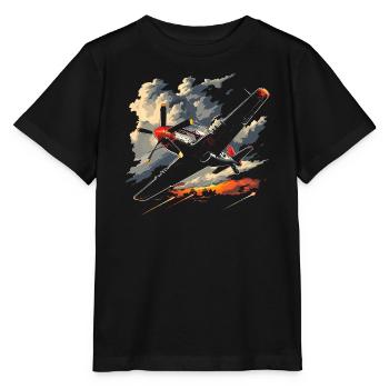 Propeller Flugzeug Grafik - Stanley/Stella Kinder T-Shirt MINI CREATOR  - Schwarz - Vorne - Mikhail (115cm)