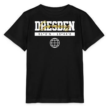 Dresden Deutschland Koordinaten Reise Souvenir - Stanley/Stella Kinder T-Shirt MINI CREATOR  - Schwarz - Vorne - Mikhail (115cm)