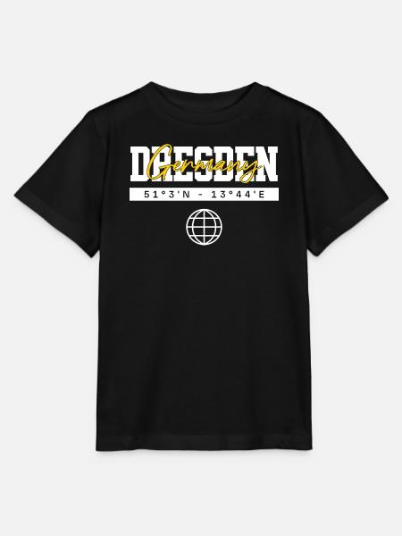 Dresden Deutschland Koordinaten Reise Souvenir - Stanley/Stella Kinder T-Shirt MINI CREATOR - Schwarz