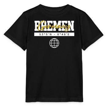Bremen Deutschland Koordinaten Reise Souvenir - Stanley/Stella Kinder T-Shirt MINI CREATOR  - Schwarz - Vorne - Mikhail (115cm)