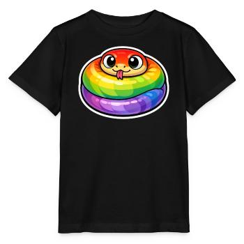 Rainbow Coil Serpent Cartoon - Stanley/Stella Kinder T-Shirt MINI CREATOR  - Schwarz - Vorne - Mikhail (115cm)