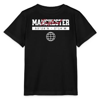 Manchester England Koordinaten Reise Souvenir - Stanley/Stella Kinder T-Shirt MINI CREATOR  - Schwarz - Vorne - Mikhail (115cm)