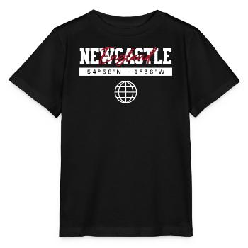 Newcastle England Koordinaten Reise Souvenir - Stanley/Stella Kinder T-Shirt MINI CREATOR  - Schwarz - Vorne - Mikhail (115cm)