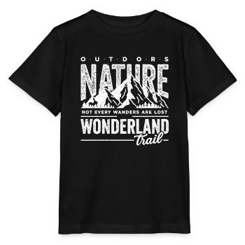 Draußen wandert nicht jede Natur verloren und wundert sich. - Stanley/Stella Kinder T-Shirt MINI CREATOR  - Schwarz - Vorne - Mikhail (115cm)