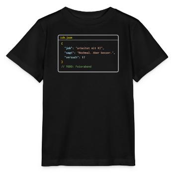 Ich arbeite mit KI – Nochmal. Aber besser. - Stanley/Stella Kinder T-Shirt MINI CREATOR  - Schwarz - Vorne - Mikhail (115cm)
